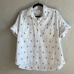 Madewell Button Down Courier Embroidered Penguin Shirt